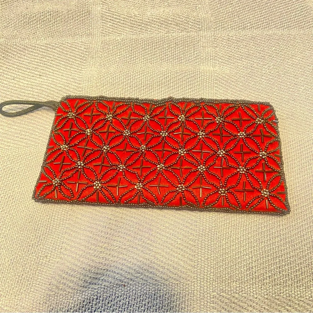Hand Made Thailand Red Beaded Clutch
